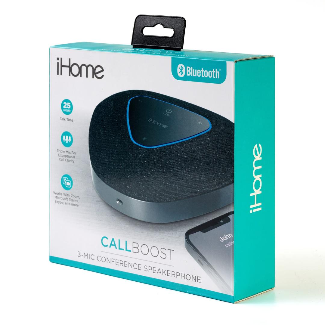 iHome Conference Speaker and Microphone, USB and Bluetooth Speaker with 3 Noise Cancelling Microphones for Home Office, Compatible with Mac, Windows, iOS and Android