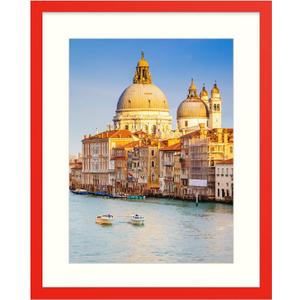 Wyooxoo 20x24 Picture Frame Red Made of Solid Wood Photo Frames Display Pictures 16x20 with Mat or 20x24 Without Mat Colorful Frame For Horizontal Vertical Wall Mounting