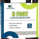 6FT Outdoor Lightweight Extension Cord-16/3 SJTW Durable Extension Cable with 3 Prong Suitable for Gardens