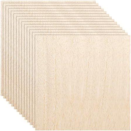12 Pack Balsa Wood Sheets, 11.8'x11.8'x1/16', Thin Natural Unfinished Wood for Crafts, Hobby, Model Making, Wood Burning and Laser Projects, School and Craft