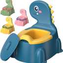 Potty Training Toilet Toddler Potty Chair Kids Boys Girls Dinosaur Animal Comfortable Potties Training Seat for Childrens Ages 1-3 Portable Baby Toilets with Lid Back Easy to Clean Potty Trainer,Blue