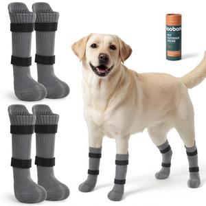 LOOBANI Outdoor Dog Socks Boots to Prevent Licking Paws, Dog Socks for Winter Hot Pavement, Dog Booties for Small Medium Large Senior Dogs, Dog Boots & Paw Protectors with Straps, L