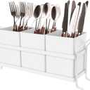 White Kitchen Utensil Holder - Chic Silverware Holder for Party, Compact and Versatile Utensil Caddy, Ideal for Countertop and Party Use