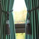 Fenghuangwu Tassel Curtain Tiebacks Handmade Curtain Tie Backs, Elegant Crystal Curtain Holdbacks for Home Office Decor (Charcoal, 4P)