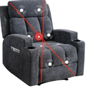 Phoenix Home Manual Recliner Chair with Massage and Heat Ergonomic Overstuffed Breathable Fabric Reclining Chair with 2 Side Pockets, 2 Cup Holders, Remote Control, Living Room, Bedroom, Dark Gray 