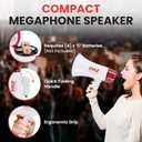 Pyle 20W Megaphone Bullhorn - 5.4'' x 8.6'' Portable Megaphone, Projection Range 1000 Sq. Yards, Voice Talking & Siren Alert, Shoulder Strap, Battery Operated, (White)
