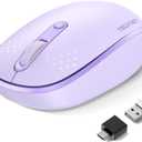 TECKNET Bluetooth Wireless Mouse (BT5.0/3.0 & 2.4G) Silent Click Compact and Portable USB Cordless Optical Computer Mice,Bluetooth Mouse for Laptop Computer Notebook PC,Purple