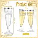 Jingmore 48 Pack Prom 2026 Plastic Graduation Champagne Flutes 5 oz Disposable Graduation Cocktail Cups Transparent Mimosa Glasses Party Favors Drinkware for Graduate Party(Prom 2026,Silver)