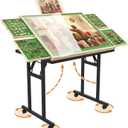 Doerpuz Puzzle Table with Folding Legs, 1500 Pieces Puzzle Table for Adults with Drawers, Cover, Wheels, 5 Adjustable Up Angles Wooden Jigsaw Puzzle Board for All Ages