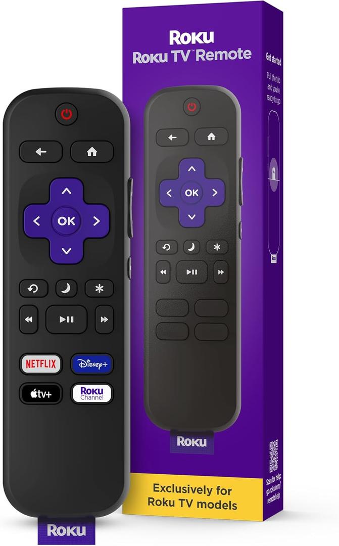 Roku TV Remote Control (Official Manufacturer Product) - Simple Setup, & Pre-Set App Shortcuts - Replacement Remote Compatible with RokuTV Models ONLY (Not Roku Players) (Pack of 1)