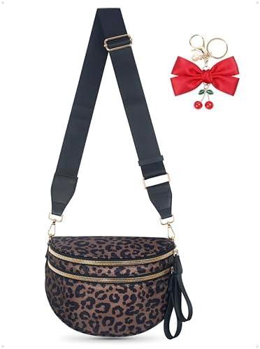 Bum Bag Crossbody Bag for Women | Spacious Bum Bags | Nylon Crossbody Fanny Packs | Leopard Purse Belt Wallet (Colour Bum Bag-Brown Leopard)