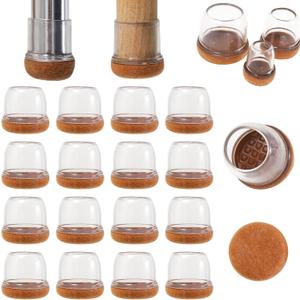 Chair Leg Floor Protectors 1 inch, Silicone Chair Leg Caps Felt Furniture Pads for Hardwood Floors, Clear Floor Protectors for Chair Legs