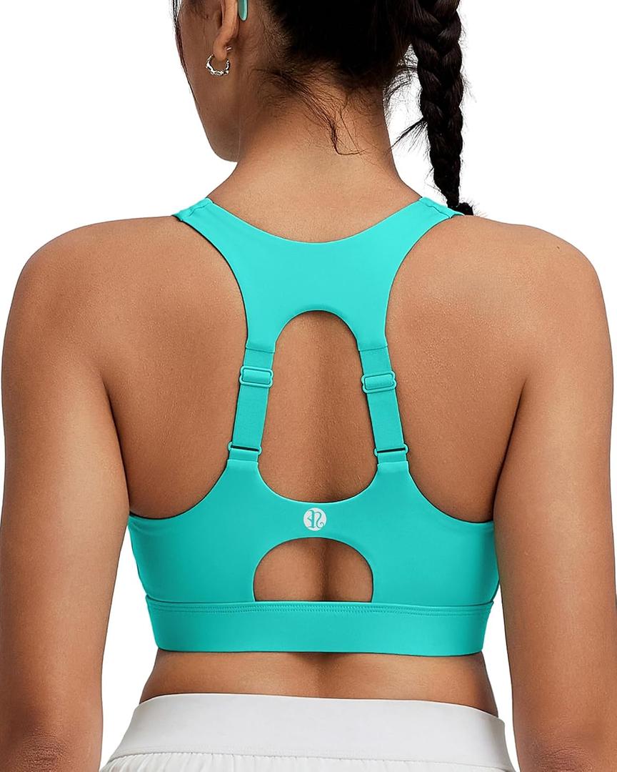 RUNNING GIRL Sports Bras for Women High Support, Adjustable Straps High Impact Racerback Bra with Hook Closure Molded Cup (Green, S)