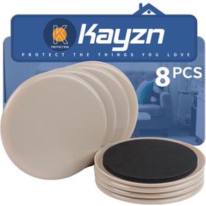 Furniture Sliders for Carpet, 8 Pcs 7" Round Furniture Moving Sliders, Heavy-Duty Furniture Movers - Reusable Carpet Sliders, Move Any Item Quickly, Easily and Safe!