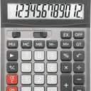 Desktop Calculator 12 Digit with Large LCD Display Big Buttons Basic Standard Function Solar Calculator with Battery Desk Calculators for Office School Home CF-1523