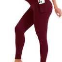 Blue Breath Leggings with Pockets for Women-High Waisted Full Length Yoga Pants Tummy Control Workout Athletic Daily S