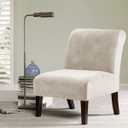 H.VERSAILTEX Armless Accent Chair Covers Thick Velvet Armless Chair Slipcovers High Stretch Chair Covers for Living Room Hotel Machine Washable Furniture Protector with Elastic Bottom, Ivory, ACCENT CHAIR