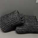 Black and White Bathroom Rugs, Waffle Bath Mat Non Slip Washable Super Absorbent Quick Dry Boho Farmhouse Bathroom Decor, 36"x24" Black and White