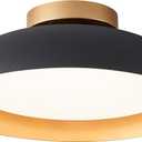 Bargeni Flush Mount Ceiling Light,12.5 inch Ceiling Lighting Fixture,Mid Century Light Fixtures Ceiling Mount,5CCT Dimmable/2700K-6000K/20W,Kitchen Lighting Fixtures Ceiling,ETL Certified (Matte Black with Gold Inside)