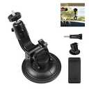 PULUZ Car Suction Cup Mount for GoPro/Insta 360/DJI Osmo Action Camera Vehicle Window & Windshield Mount Holder Camera Mount with 2.3-3.3 inch Phone Clamp & Tripod Adapter