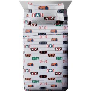 Jay Franco Kids Sheet Set with Fitted, Flat Sheets & Pillow Cover - Ultra-Soft Bedding with Pillowcase for Room Decor, Gray - Avengers, 4 Piece Full