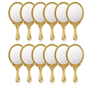 Vintage Handheld Mirror for Makeup -12 Pcs Travel Handle Mirrors for Women Gold Embossed Flower Portable Princess Mirror Tabletop Party Classroom