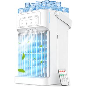 Portable Air Conditioners, 3 Speeds, 3 Mist Settings, 40oz XL Water Tank, 2~8h Timer & 7-color Ambient Lights, Air Conditioner Portable, Personal Small Mini Air Conditioner Air Cooler for Room Bedroom