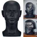 FanLin Male Mannequin Head Professional Manikin Head for Display Wigs Hats Headphone Mask Sunglasses Jewelry and Scravat Display Stand (Matte-Black)