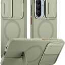 SURITCH for Samsung Galaxy A57 5G Case, Compatible with MagSafe, Shockproof Bumper Cover Slim Magnetic Protective Cases with Camera Cover & Adjustable Metal Kickstand for Galaxy A57 5G, Green