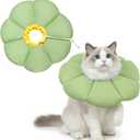 Soft Cat Cone Collar After Surgery, Cat Recovery Collar to Stop Licking Wounds, Adjustable Elizabethan E-Collar for Cats Waterproof Donut Collar for Wound Healing (Green, Large)