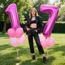 3 x 40 Inch Rose Purple Large Balloon Number 7 Balloon,Jumbo Mylar Foil Helium Balloon for 7 17 27 37 47 57 Birthday Digital Balloons for Birthday Party,Wedding Anniversary Party Decorations
