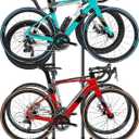 Stand Bike Storage Rack Garage Max 240lbs, Freestanding Gravity Indoor Bike Rack Holds 4 Bikes with Adjustable Arms, Vertical Bike Stand Space Saving for MTB, Road Bike