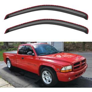 in-Channel Window Visors Rain Guards Shield for 1997-2004 Dodge Dakota Regular Cab, 2Pcs Window Vent Wind Deflectors Visors Shades for 97-04 Dakota Quad Cab