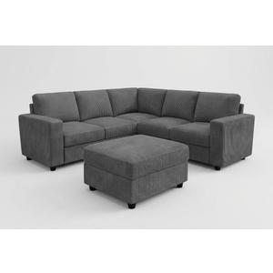 HONBAY Corduroy Sectional Couch with Storage, U Shaped Sectional Sofa, 8 Seater Sectional Couches for Living Room, Dark Gray