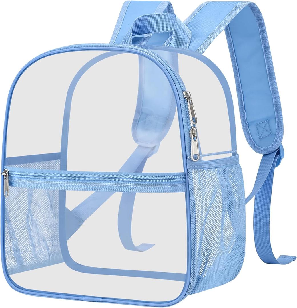 Oraben Clear Backpack Stadium Approved 12X11x6, Waterproof Clear Bag Stadium Backpack for Concert Work Sport Event (Sky Blue)