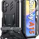 FNTCASE for Samsung Galaxy A15-5G Case: Military Grade Drop Proof Protection Phone Cover with Kickstand | Heavy Duty Rugged Full Body Protective Shockproof Matte Textured TPU Cases - 6.5 Inch (Black)
