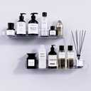 Bakzon Acrylic Shower Shelves 2 Pack, Adhesive Bathroom Shelves No Drill, Clear Acrylic Shower Caddy Wall Mounted Organizer for Inside Shower, Bathroom Storage Shelf