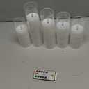 kakoya Flameless LED Candles with Timer 5 Pc Flickering Flameless Candles for Romantic Ambiance and Home Decoration Stable Acrylic Shell,with Embedded Star StringBattery Operated Candles (White)