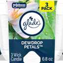 Glade 3-Wick Scented Candle Jar, Dewdrop Petals, Air Freshener Infused with Essential Oils, 6.8 Oz, 3 Count