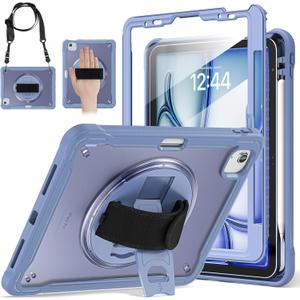 BRAECNstock Case for iPad Air 11 inch M3/M2(2025/2024) and Air 5th/4th Generation 10.9 & Pro 11inch 4th/3rd/2nd/1st(22/21/20/18) Cover with Pencil Holder,Screen Protector,Hand Stand,Lavender Grey