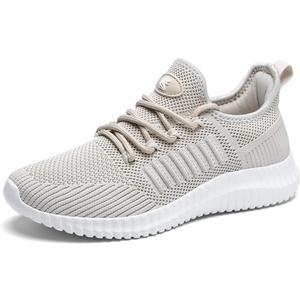 SK·TRIP Women's Walking Shoes Lightweight Breathable Flying Woven Mesh Upper Casual Jogging Shoes Ladies Tennis Shoes Workout Footwear Gym Sneakers for Women Beige, Size 8.5