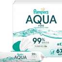 Pampers Baby Wipes Aqua Pure, 99% water-based wipes, Hypoallergenic and Unscented Baby Wipes, 672 Wipes Total (12 Flip-Top Packs)