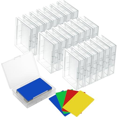 Skylety 50 Pcs blank Playing Card Case, Clear Poker Box Snap Closed, Plastic Playing Game Card Storage Box Holder for Poker, Suitable for 3.7x2.7 Inch