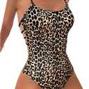 WDIRARA Women's Leopard Print One Piece Swimsuit Cut Out Backless Monokini Ring Linked Bathing Suit (Medium, Black Cheetah)