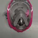 QingSong Full Face Snorkel Mask, Snorkeling Gear with Camera Mount, Foldable 180 Degree Panoramic View Anti-Fog Anti-Leak, Snorkeling Set for Kids Adults (Pink Gray)