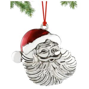 2025 Solid Pewter Metal Christmas Ornaments for Tree - Hanging Decorations for Party Home Holiday, Christmas Decor with Red Rope for Friends Family (Santa), Pack of 3