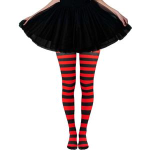 baotongle 2 Pairs Women's Nylon Striped Tights Striped Tights for Women Women's Stocking Hosiery 88-132IbS (Red and Black)