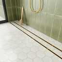 Neodrain 48-Inch Linear Shower Drain with Tile Insert Grate, Golden 304 Stainless Steel Rectangle Shower Floor Drain, Linear Drain with Leveling Feet, Hair Strainer