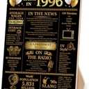 30th Birthday Party Decorations for Women Men, Black and Gold Back in 1996 Poster Wooden Sign, 30th Anniversary Birthday Table Decorations Party Favors