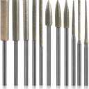 3 x Diamond Grinding Burr Drill Bit Set for Dremel, 11PCS Polishing Kits Stone Carving Rotary Tools Attachment Accessories with 1/8'' Shank For Carving, Engraving, Grinding, Stone, Rocks, Jewelry, Glass